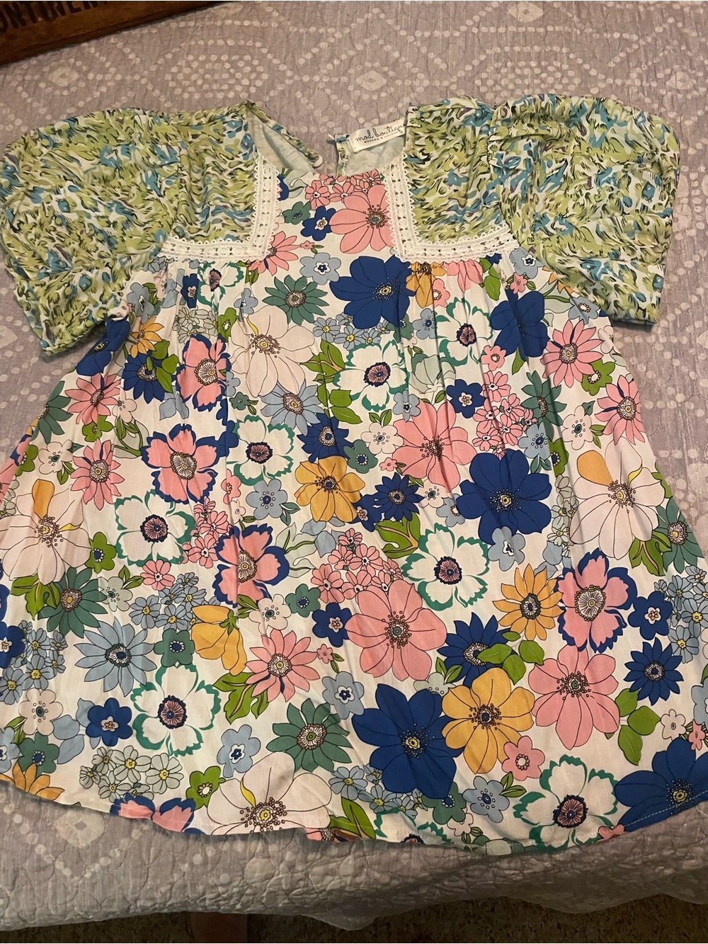 Floral Puff-Sleeve Top - White Multi